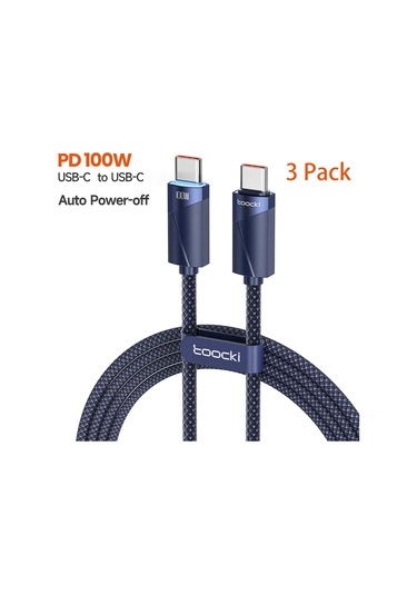 Toockitoocki 100w Usb C Kablo 5a Hızlı Şarj İphone 15 Xiaomi 12 Samsung S23 Macbook Uyumlukahverengi2m