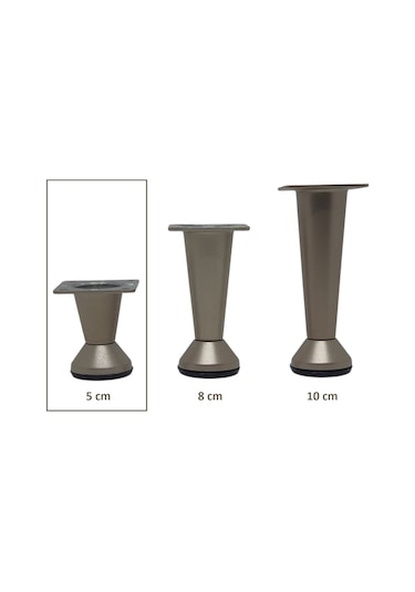 Adilon Konik Ayak, Zamak, Saten, 5 cm, Dolap, Mobilya, Puf Ayağı (4 Adet)