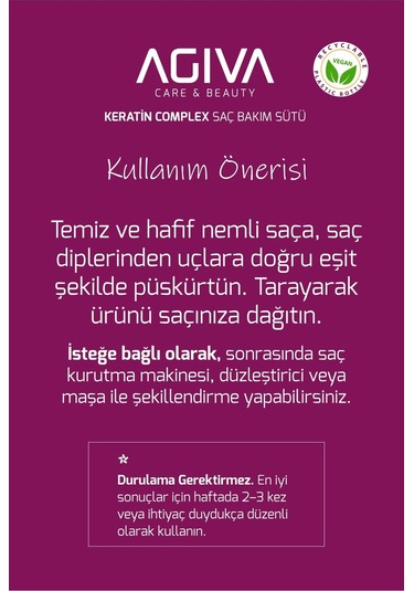 Agiva Keratin Saç Bakım Sütü 200 ML