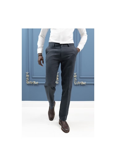 Notra Regular Fit Pamuklu Dokulu Kışlık Gabardin Pantolon Lacivert