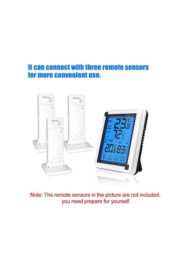 Moly Dijital Isı Nem Ölçer, Büyük Lcd Dokunmatik Ekran, Işıklandırmalı, Maks-min Kaydı, Ev Ofis İçin, Pil Yok, Beyaz-gri