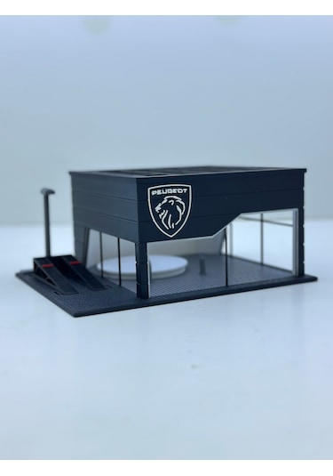 1/64 Ölçekli Peugeot Diorama Tasarımlı Araç Sergileme Garajı 3d Baskı