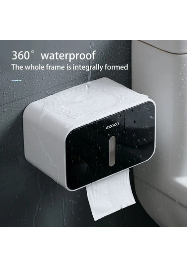 Gri-ecoco Tuvalet Kağıdı Tutucusu Punch Ücretsiz Doku Kutusu Banyo Oturma Odası Kendinden Yapışkanlı Duvara Monte Doku Depolama Organizatör