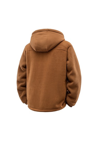 Polar Astarlı Uzun Kollu Sıcak Su Geçirmez Kapüşonlu Erkek Polar Ceket Yeşil