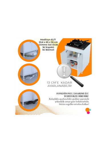 Modilayn Elit 59,6x85x56 Cm Gömme Ankastre Dolabı Beyaz