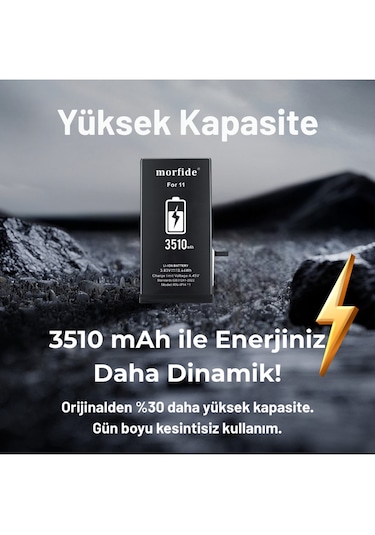 Morfide Apple Uyumlu iPhone 11  3510mah Yüksek Kapasiteli Batarya