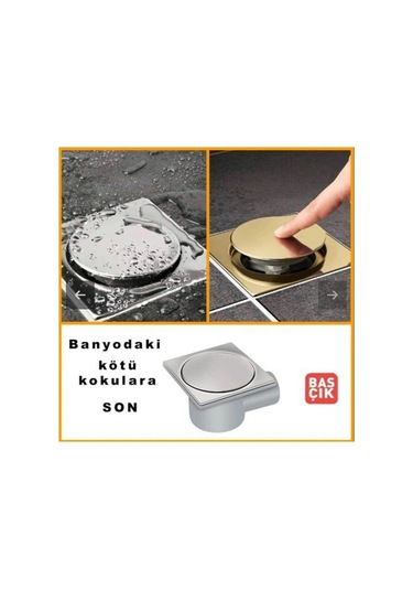 Mesa 12x12 Plastik  Paslanmaz Izgaralı Basçık Yer Sifonu Altın