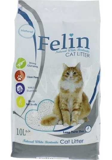 Felin Natural Parfümsüz İnce Taneli Topaklaşan Bentonit Kedi Kumu 10 L