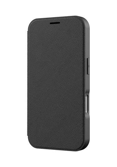 İphone 17 Pro Max Uyumlu Kılıf M-safe Şarjlı Raptic Air Folio Şeffaf Kartlıklı Kapaklı Kılıf Siyah