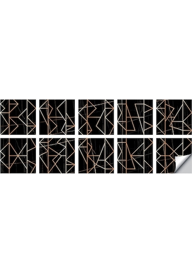 Sones Geometrik Desen Merdiven Duvar Karosu Sticker Mutfak Ocağı Su Ve Yağ Geçirmez Etiketler, Özellikler: S: 10x10cm Ht-019 Geometrik Bakır Diğer