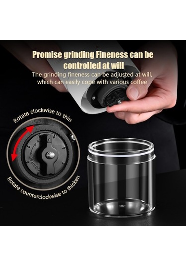 Bloomnest Kahve Çekirdeği Öğütücü 6 Vitesli Seramik Usb Otomatik Duran Öğütücü Siyah