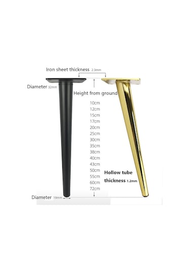 Lh-zt-0001 Koni Yuvarlak Boru Mobilya Destek Ayakları, Stil: Düz Koni Yüksekliği 10cm Mat Siyah Mat Siyah