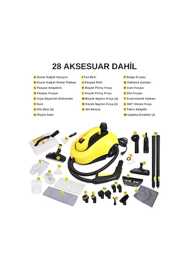 Robx S608 Çok Fonksiyonlu 28 Adet Aksesuarlı Buharlı Temizlik Makinesi