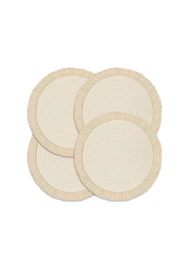 Folinda 4'lü Pamuklu Yıkama Eliyesi Seti - 13 İnç Isı Dayanıklı Masa Dekoru, Kaymazsız Dokulu, Ev Ve Restoran Kullanıma Uygun Bej