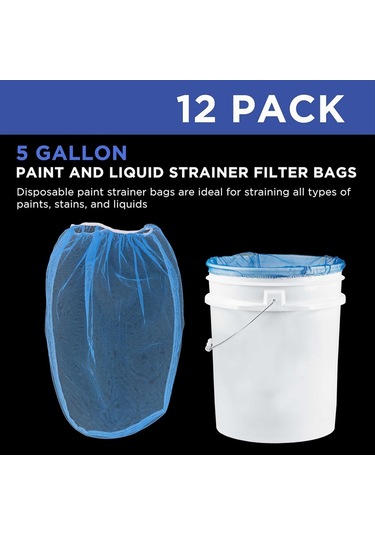 Xurunkeji İnce Naylon Ağlı 5 Galon Boya Sıvı Süzgeç Filtre Torbası, Tek Kullanımlık Filtre Torbası, Elastik Üst Açıklıklı 12'li Paket