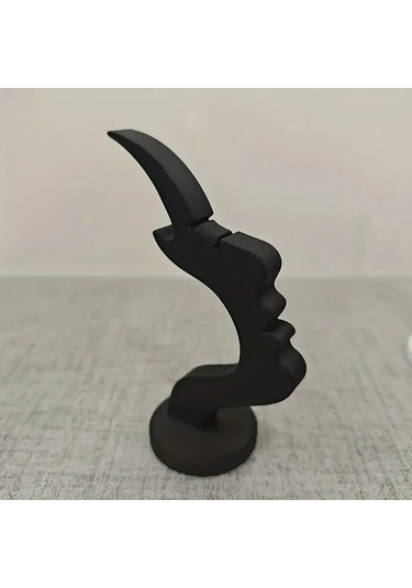 Gateesat Siyah İnsan Yüzü Şeklinde Gözlük Tutucu - Modern Minimalist Masaüstü Organizer Siyah