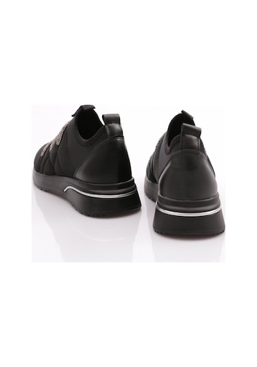 Dgn 222 Kadin Kalin Taban Baklava Desenli Sneaker Ayakkabi 222-2494-R11318 Siyah