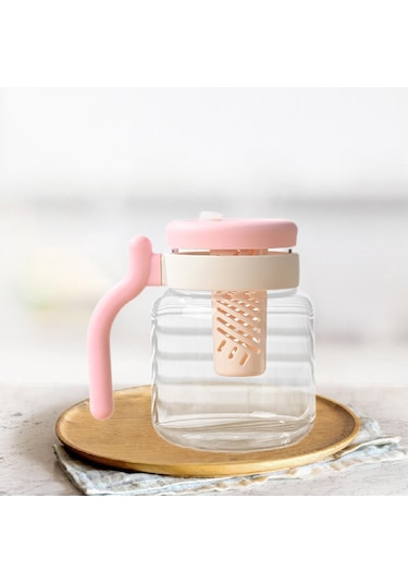 Suntek Demlikli Cam Çay Bardağı 950ml Ev Egzersiz Pembe