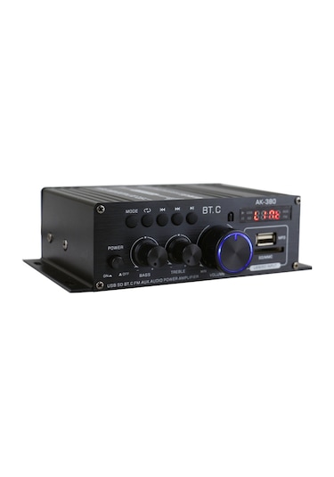 Aubyhe Ak380 Bluetooth Ev Ve Araç İçin Mini Ses Yükseltici, 40w+40w Güç, Uzaktan Kumandalı, Alüminyum Gövde