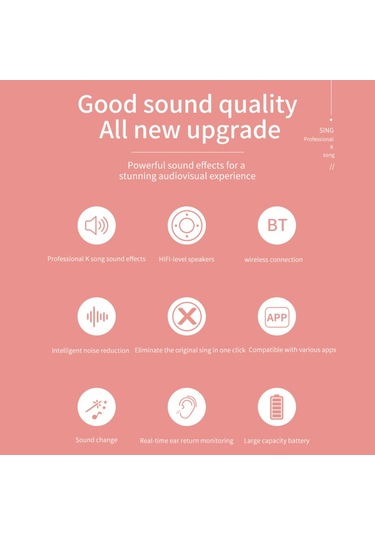 Mufunye Mavi Karaoke Bluetooth Mikrofon, Kablosuz Mikrofon Ds868