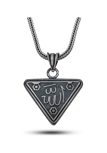 Kenpazar Gümüş Çiçek Motifli Allah Yazılı Cevşen Kolye Çok Renkli