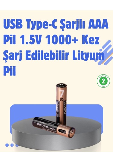 Bfs Usb Type-c Şarjlı Aaa Lityum Pil 1.5v Sabit Voltaj, 1000+ Şarj Döngüsü İle Uzun Ömür