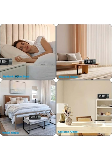Plentiful Projeksiyonlu Silindir Usb Güç Led Ekran Çalar Saat Sıcaklık Çift Alarm Siyah