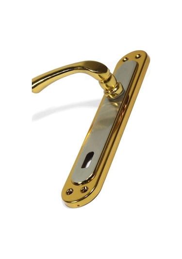 Çelikel Aynalı Kapı Kolu Yale Tipi Altın Metal Oda Kapı Kolu 1410 Kapı Kolu Metal