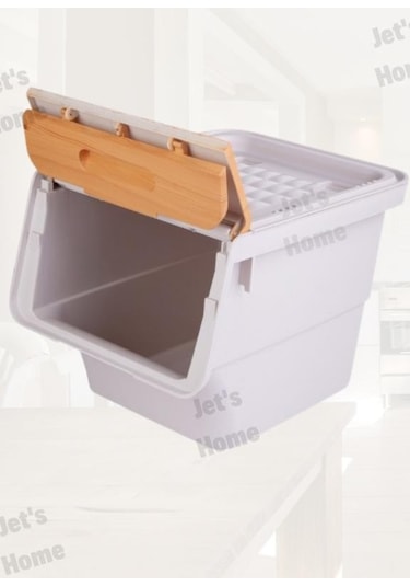 Tekerlekli Sebzelik Bpa Free Soğanlık Oyuncaklık Organizer Bambu Desen 33 Lt Bambu