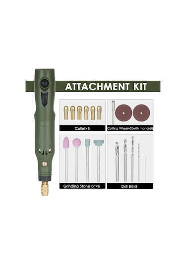 Youtek Usb Şarjlı Yeşil Minik Taşlama Makinesi, 15000 Rpm Hız İle Kesme Ve Parlatma İçin