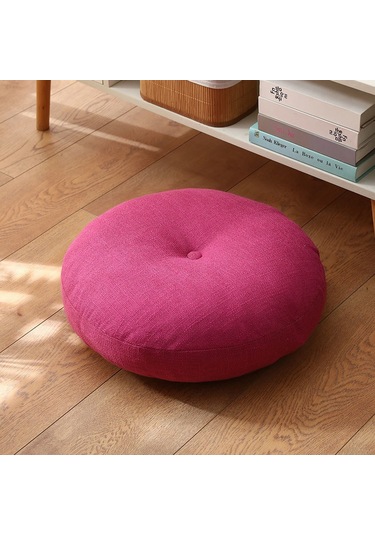 Zemin Koltuk Yastık Düz Renk Meditasyon Yoga İçin Uygun Yuvarlak 50cm-9 Ekru