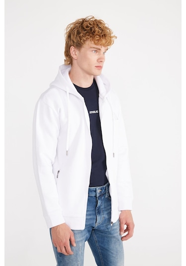 Jp Basıc Full Zıp Sweatshırt Hoodıe Beyaz