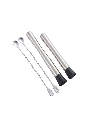 Lezzetli Mojitolar Yapmak İçin 2 Karıştırma Kaşığıyla Kokteyl Ezici Gümüş