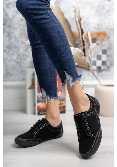 2234 Anatomik Tabanlı Kadın Günlük Spor Babet Ayakkabı Siyah