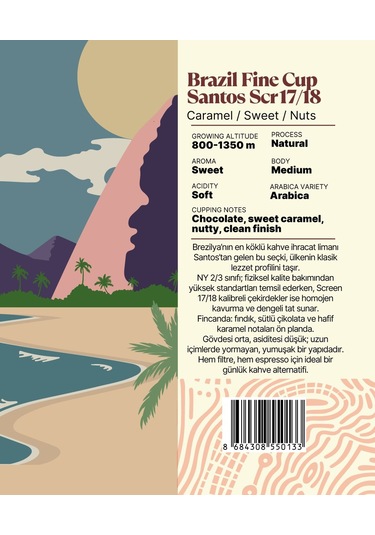 Brazil Fine Cup Santos Scr17/18 Yöresel Filtre Kahve 250 Gr. Çekirdek Kahve