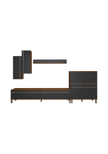 Decoraktiv Eko 6 Mdf Std Krom Ayaklı Tv Ünitesi Tv Sehpası Ceviz - Antrasit