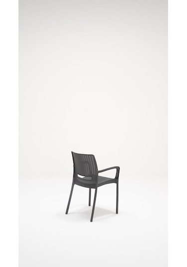 Rattan Lüx Bahçe Balkon Teras Masa Seti - Antrasit 80x80 CM Gri