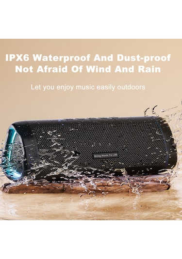 Wezone 20w Siyah Bluetooth Hoparlör - Ipx6 Su Geçirmez, Rgb Işık, 12 Saat Pil, Ev/outdoor Taşınabilir Bassli Ses Sistemi