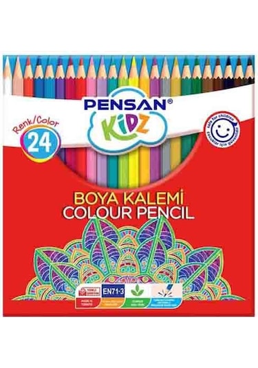 Pensan Kidz Kuru Boya 24 Renk Tam Boy Çok Renkli