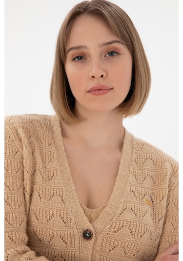 U.s. Polo Assn. Kadın Kum Hırka Triko 50293082-vr085 Kum