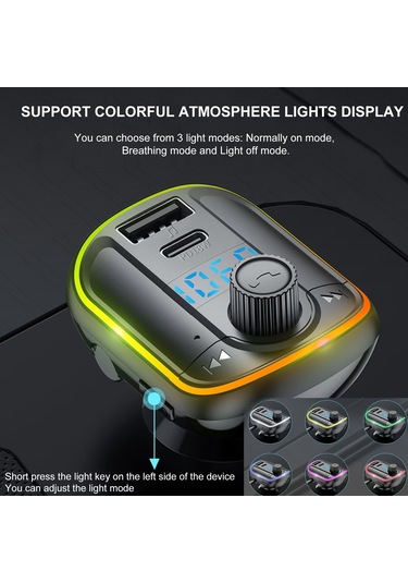 Singree Araç Bluetooth 5.0 Fm Verici Mp3 Çalar Çift Usb Hızlı Şarj 18w Kablosuz El Serbest Müzik Çalıcı Tf/u Disk Oynatıcı