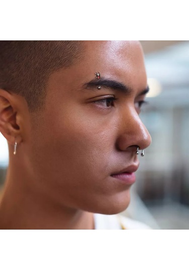 Spikes Titanyum Septum Halka Küpe, Daire Şeklinde Piercing Gülümseme 175500364 Altın