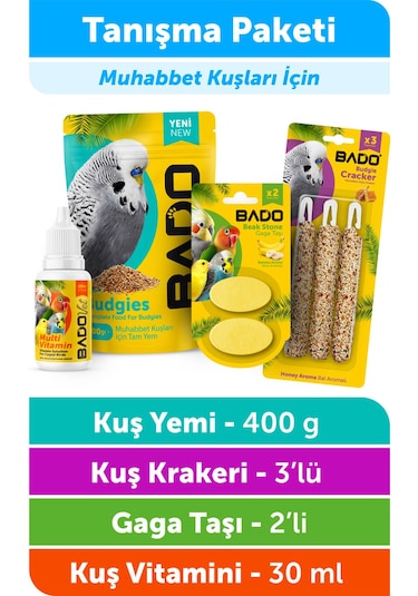 Bado Kuş Tanışma Paketi 4lü Yem+vitamin+kraker+gaga Taşı