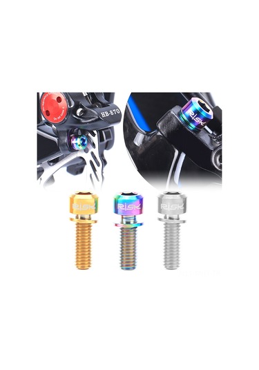 Monyee Mtb Disk Fren, Krank Ve Potana Bağlantı Somunları - Tc4 Titan Alyuminyum - M6x18mm - Torx 5 Kafa - Gümüş/altın/gökkuşağı Rengi - 4 Adet Somun + 4 Adet Arka Plan Çok Renkli