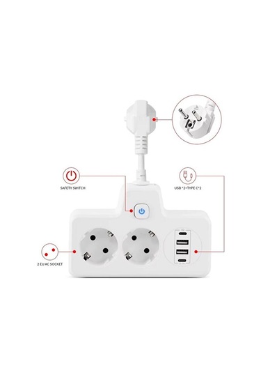 Sonx Çok Fonksiyonlu Akım Korumalı Priz Ve Usb Şarj İstasyonu - Ayarlanabilir Gece Lambalı 0.12 M