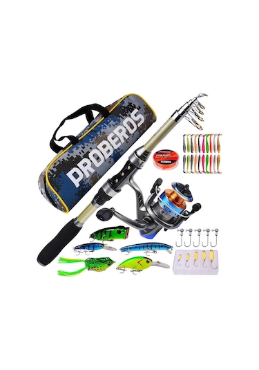 Novahub Takım Taşınabilir Teleskopik Olta Ve Makara Combo Kiti Siyah - Küçük Ve Pratik Siyah