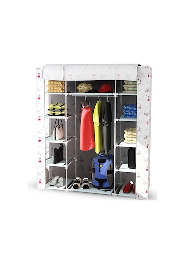 Sepettenevar Çift Yandan Raflı Askılı Kaliteli Bez Dolap - Rengarenk