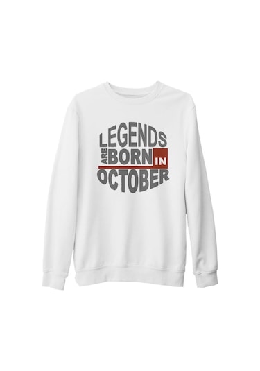 Legends Born In October - Wave Beyaz Kalın Sweatshirt