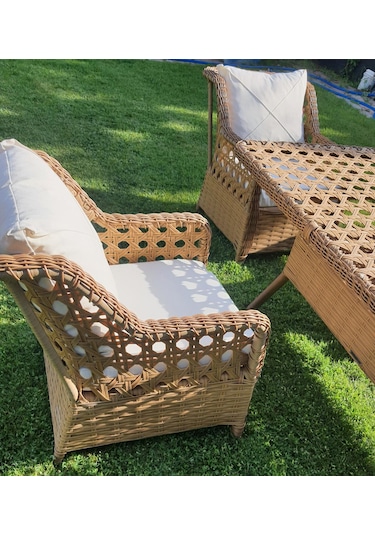 Fırat 8kişilik Kahverengi Örgü Rattan Oturma Grubu