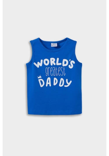 Defacto Erkek Bebek Bisiklet Yaka Baskılı 2li Atlet E1267a525hsbe103 Mavi